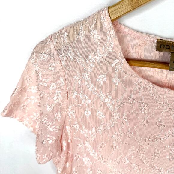 Vintage Notations Baby Pink Floral Lace T-Shirt Small - Picture 4 of 6